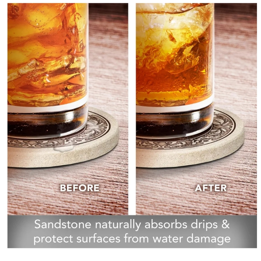 Coasters Thirstystone Monogram Coasters, All Natural Stone, Drink Absorbent - Picture 5 of 11